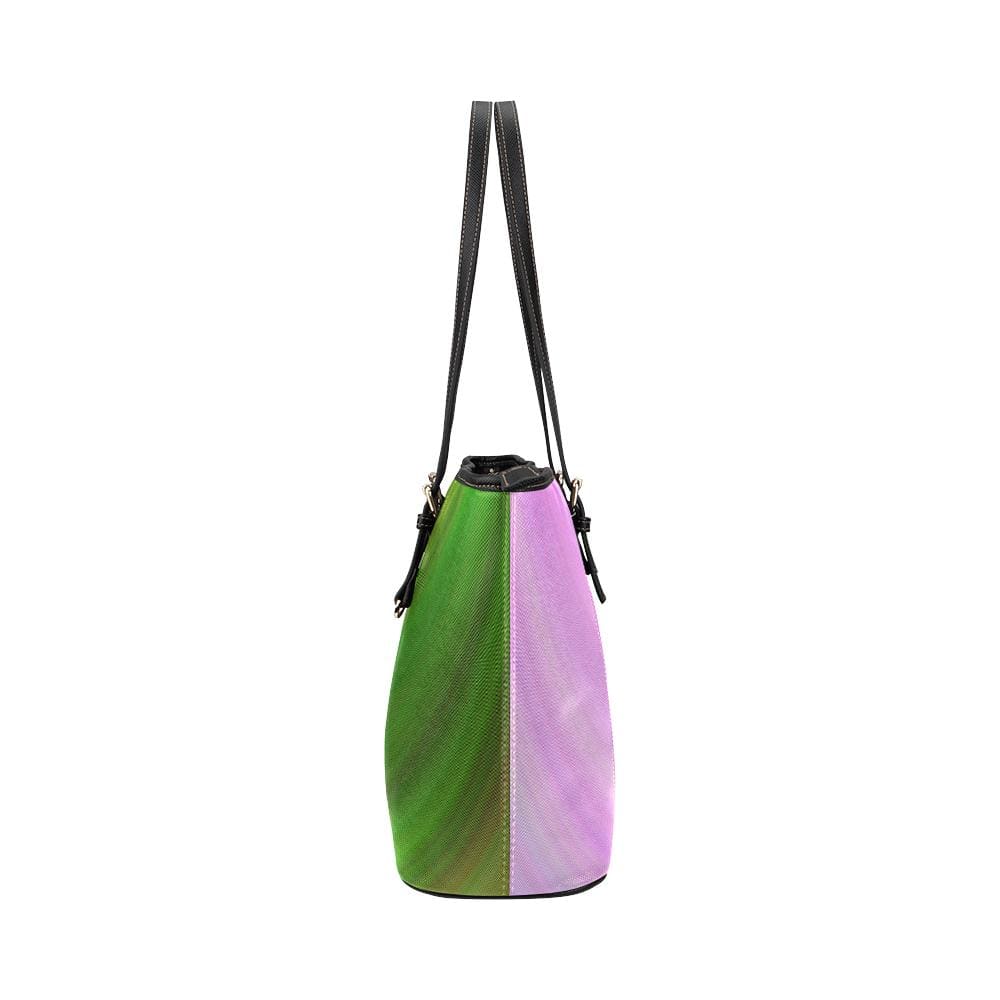 Large Leather Tote Shoulder Bag - Pink and Green Gradient Handbag Grey Coco