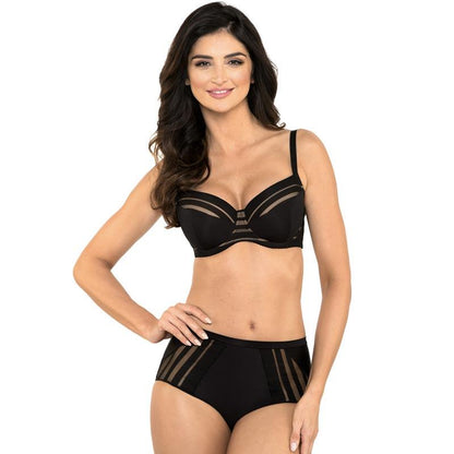 Full Figure Padded Striped Bra Gorteks Luna Black Lime Lucy