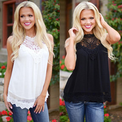 Lace Women Blouse Vintage Sleeveless White Crochet Casual Shirts Tops Lavender Coco