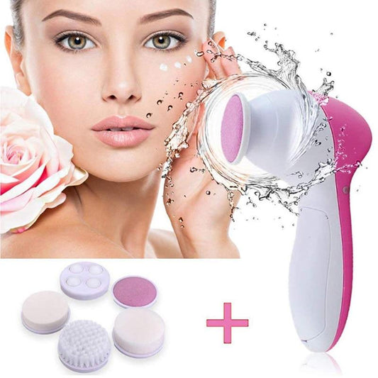 5 in 1 Face Massage Cleansing Brush Set Yellow Pandora