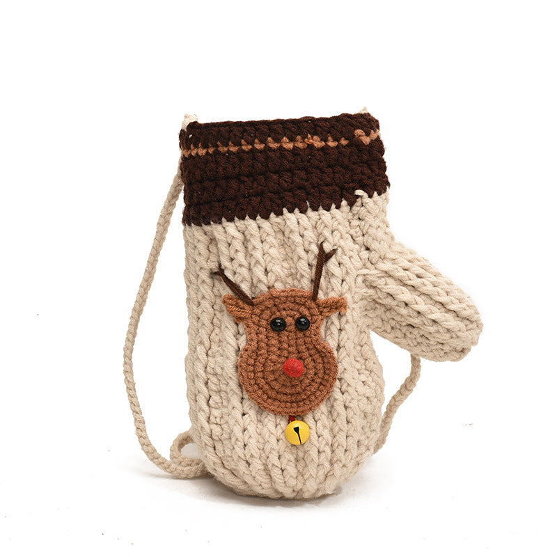 Cute Glove-Shaped Knitted Crossbody Bag Chocolate Lily