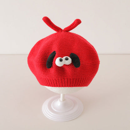 Winter and Autumn Cute Cartoon Knited Hat for Baby: Painter’s Beret Chocolate Lily