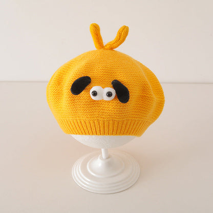 Winter and Autumn Cute Cartoon Knited Hat for Baby: Painter’s Beret Chocolate Lily