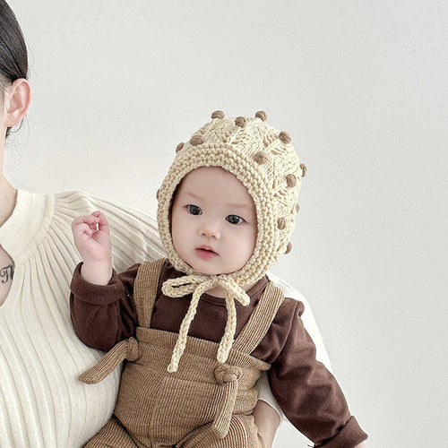 Winter and Autumn Vintage Design Warm Balaclava for Baby: Sweet Cute Chocolate Lily