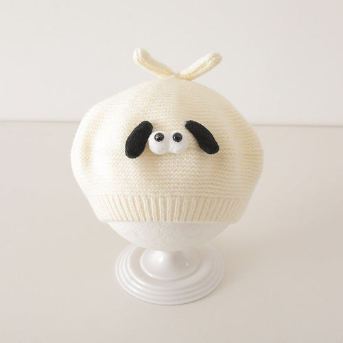 Winter and Autumn Cute Cartoon Knited Hat for Baby: Painter’s Beret Chocolate Lily