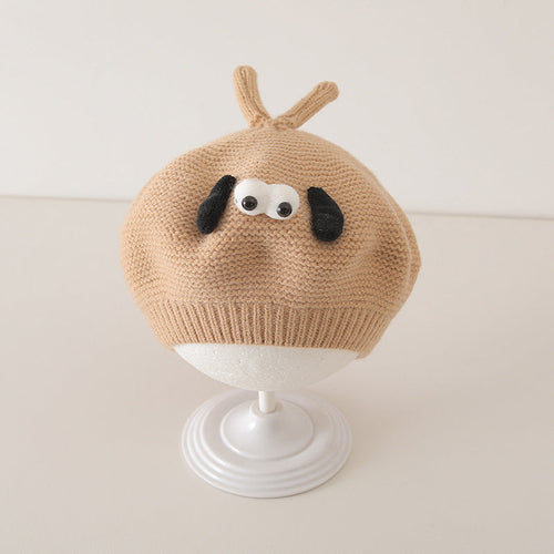 Winter and Autumn Cute Cartoon Knited Hat for Baby: Painter’s Beret Chocolate Lily