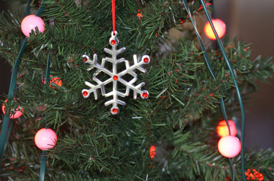 Snowflake Christmas Tree Ornament Decorations Set of 4 Gold Juniper