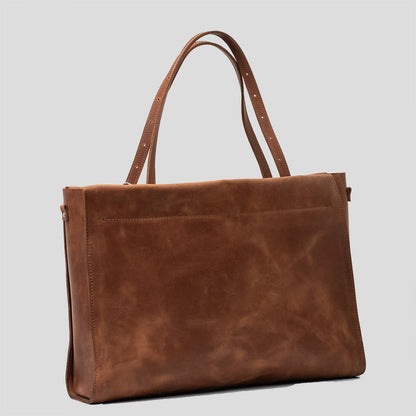 Leather Shopper XXL (Cognac Brown) Pure Leather Coral Grapevine