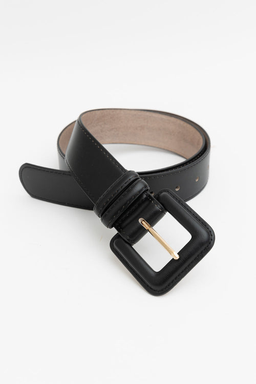 Sleek Square-Buckle Genuine Leather Belt Periwinkle Aether