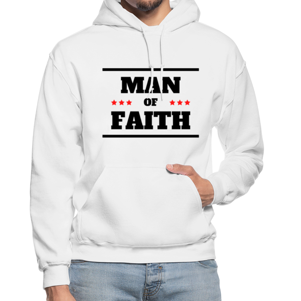 Mens Hoodie - Pullover Hooded Sweatshirt - Graphic/man of Faith Grey Coco