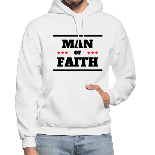 Mens Hoodie - Pullover Hooded Sweatshirt - Graphic/man of Faith Grey Coco