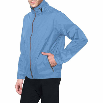 Blue Gray Hooded Windbreaker Jacket - Men / Women Grey Coco