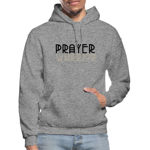 Mens Hoodie - Pullover Hooded Shirt / Prayer Warrior Grey Coco