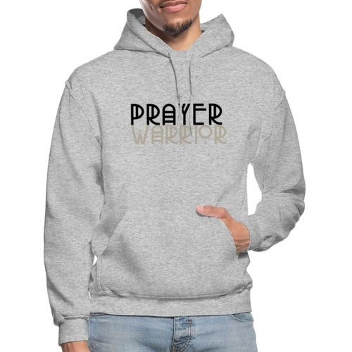 Mens Hoodie - Pullover Hooded Shirt / Prayer Warrior Grey Coco