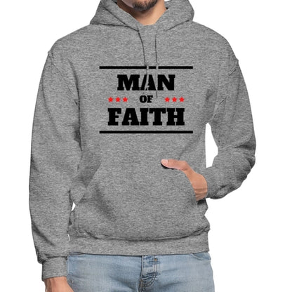 Mens Hoodie - Pullover Hooded Sweatshirt - Graphic/man of Faith Grey Coco