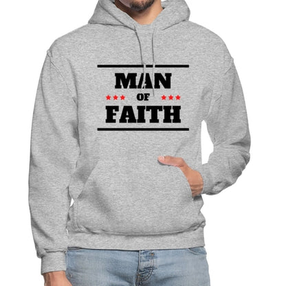 Mens Hoodie - Pullover Hooded Sweatshirt - Graphic/man of Faith Grey Coco