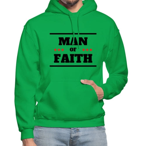 Mens Hoodie - Pullover Hooded Sweatshirt - Graphic/man of Faith Grey Coco