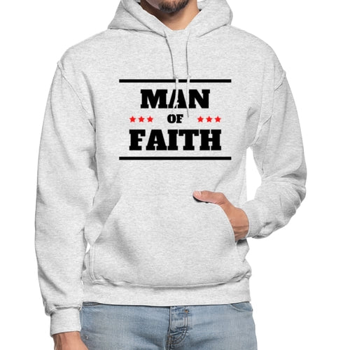 Mens Hoodie - Pullover Hooded Sweatshirt - Graphic/man of Faith Grey Coco