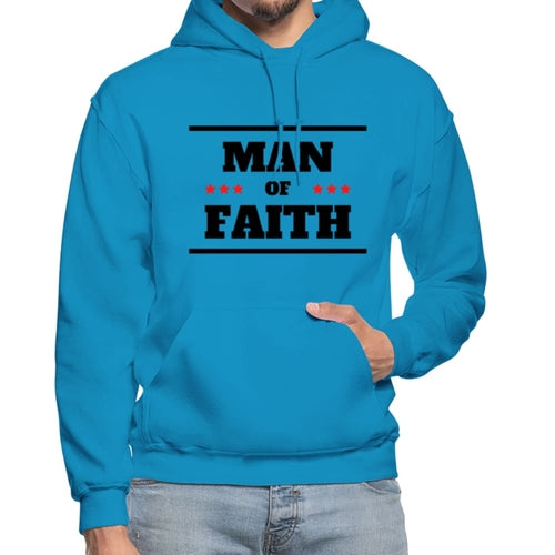 Mens Hoodie - Pullover Hooded Sweatshirt - Graphic/man of Faith Grey Coco