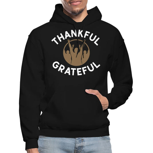 Mens Hoodie - Pullover Hooded Sweatshirt -graphic/thankful Grateful Grey Coco