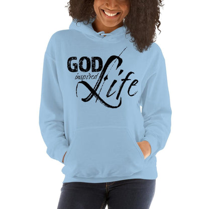 Womens Hoodie - Pullover Hooded Sweatshirt -god Inspired Life/black Grey Coco