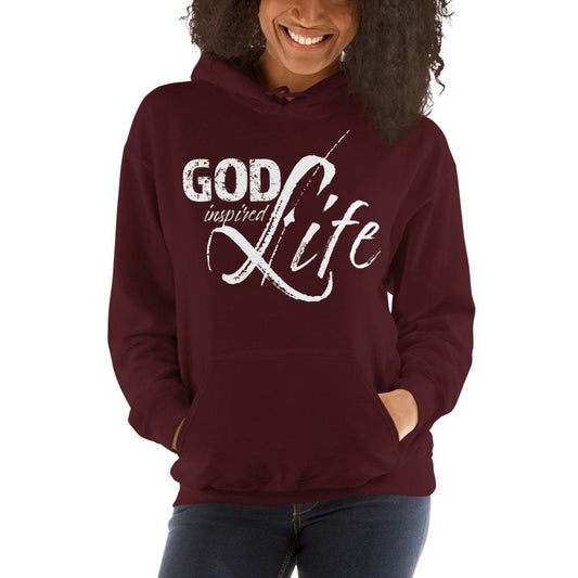 Womens Hoodie - Pullover Sweatshirt - God Inspired Life / White Grey Coco