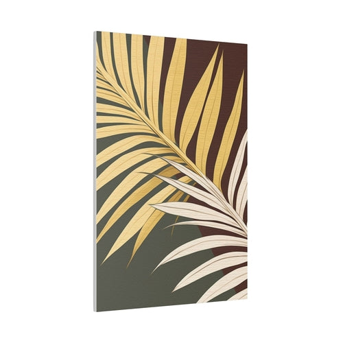 Wall Decor, Giclee Poster Art Print - Palm Tree Leaves Yellow and Grey Coco