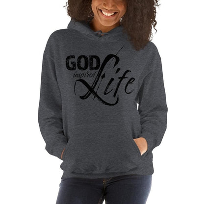 Womens Hoodie - Pullover Hooded Sweatshirt -god Inspired Life/black Grey Coco