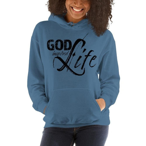 Womens Hoodie - Pullover Hooded Sweatshirt -god Inspired Life/black Grey Coco