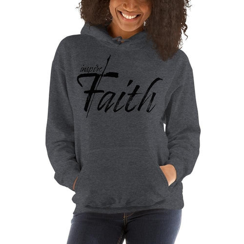 Womens Hoodie - Pullover Sweatshirt - Black Graphic / Inspire Faith Grey Coco