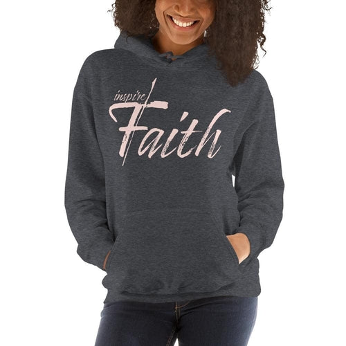 Womens Hoodie - Pullover Sweatshirt - Pink Graphic / Inspire Faith Grey Coco