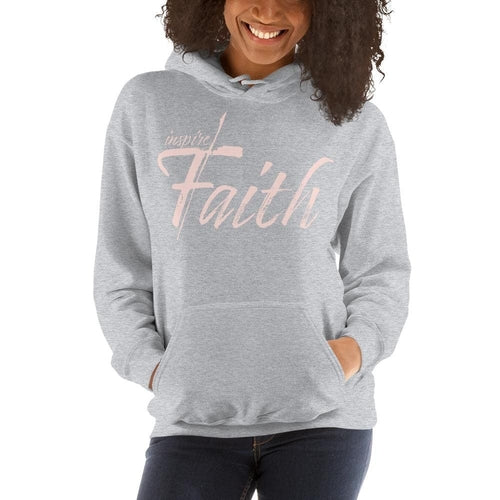 Womens Hoodie - Pullover Sweatshirt - Pink Graphic / Inspire Faith Grey Coco