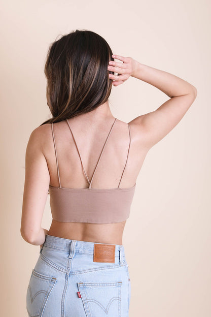 Y-Neck Plunge Crop Top Periwinkle Aether