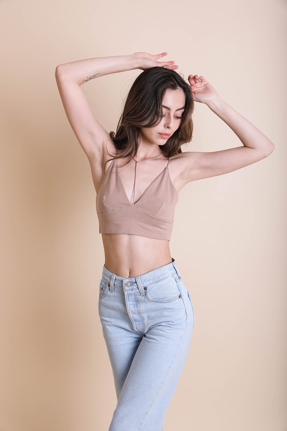 Y-Neck Plunge Crop Top Periwinkle Aether